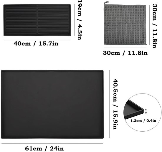 2 stuks 40 x 60 cm, desktop siliconen glasvezelmatten, airfriteusemat, magnetron voor koffiezetapparaten, waterdicht, antislip, 40 x 60 cm
