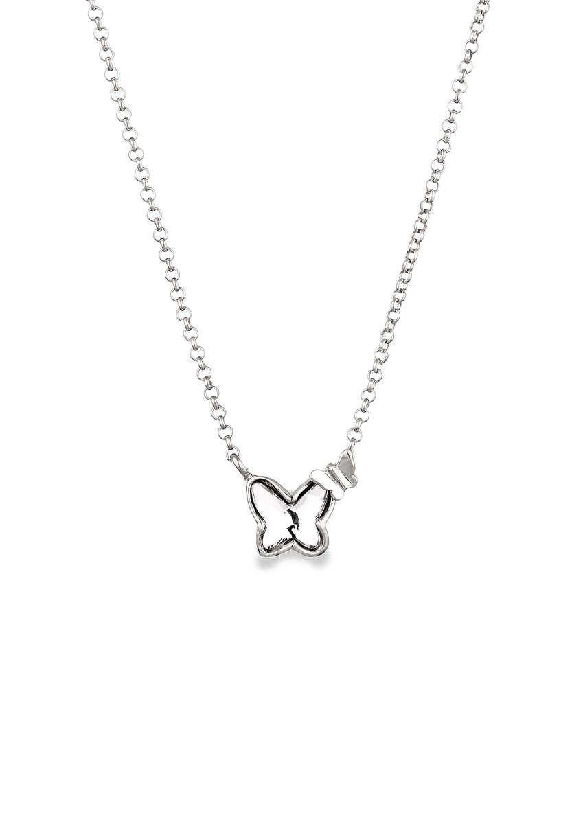 Nenalina - Halsketting - Ketting Dames Vlinder Glaskristallen Wit 925 Sterling Zilver 40 cm -