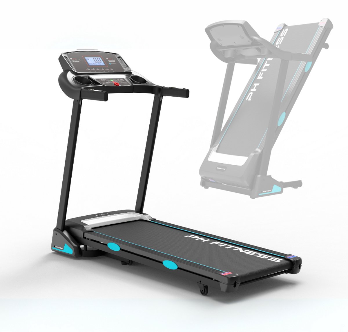 PH Fitness Loopband 18 km/u – 15% Automatische Helling - PRO-190 – Elektrische Hardloopband met 2.5PK Motor – Bluetooth – Hometrainer voor Thuis - Muziek - 130KG – LCD – Opvouwbaar – Wandelband - FitShow App – 12 Programma’s