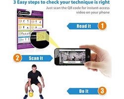 WNHB® Workout Poster Kettlebell Oefeningen met Online Video Training A2 Formaat 59x42 cm voor Benen Rug en Schouders