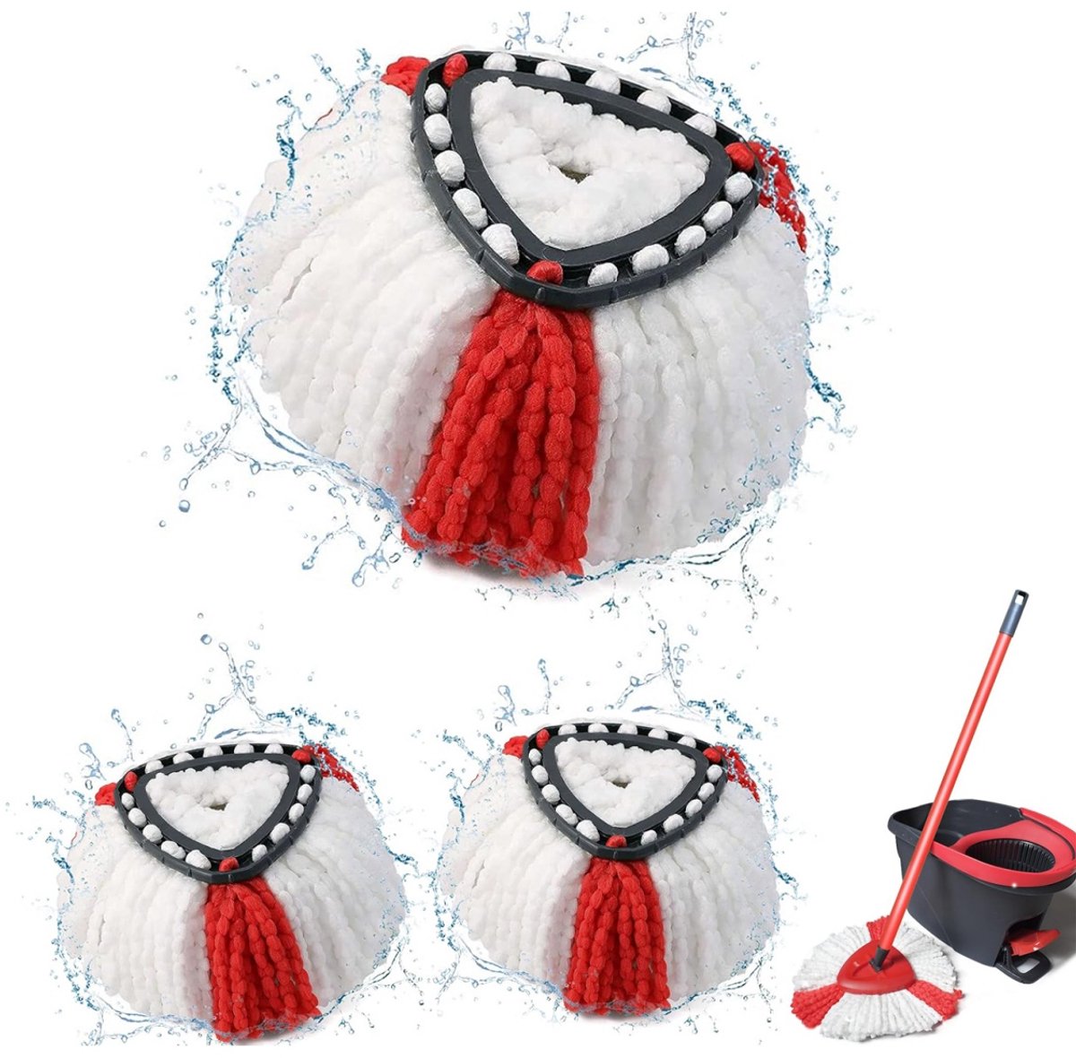 EXCITAT Vervangende dweilkoppen - Microvezel dweilkoppen - Geschikt voor Vileda Turbo EasyWring en Clean - 3-pack