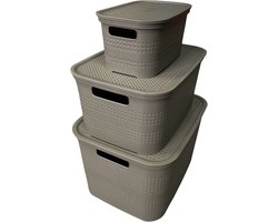 Wasmanden - Set van 3 stuks - 4,5 liter - 12 liter - 25 liter - Taupe