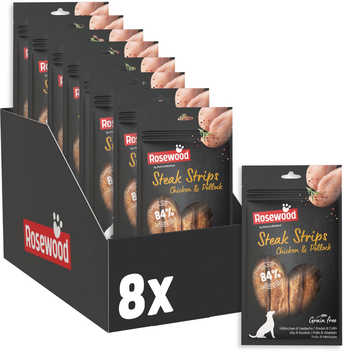 Pets Unlimited Steak Fillet - Kip - 8 zakjes Ă  100g