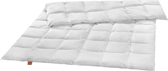 Couette en duvet de Premium Sleepling 155 x 220 cm | couette moyenne toutes saisons en 100 % duvet d'oie | housse en 100% coton | Certifié Nomite et Downpass | Fabriqué en Allemagne | lavable à 60 degrés | Blanc