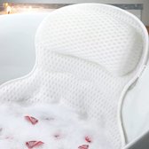 BUDDLEY Badkussen - Nekkussen bad - Badkussens voor in bad - Bad kussen - Badkussens - Hoofdsteun bad - met Anti Slip Zuignappen - Bad accessoires - Wit