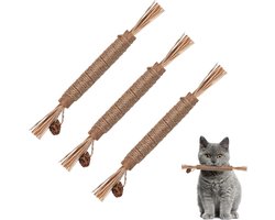 Allecto Plus - Bâtonnets à mâcher à l'herbe à chat Silvervine naturelle - Jouets pour le nettoyage des dents des Chats - Set de 3