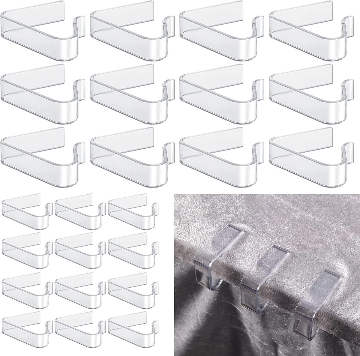 Image of 24-Delig Plastic Tafelkleedclips - Transparant Picknicktafelkleedclips - Tafelkleedhouder Tafelkleedclips voor Kerstmis Thuis Bruiloft Binnen Buitentafels Kamperen (2 Maten)