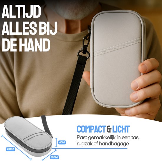 GoTash - Insuline koeltas grijs met icepack - diabetische reistas medische etui - voor insulinepennen diabetes tasje op reis van GoTash — afbeelding 3