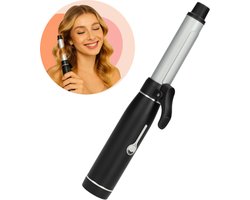 Mini Krultang Draadloos - Keramische - USB C Oplaadbaar - Lang Haar / Kort Haar - Vakantie / Voor op Reis - Kleine Krullen Tang - Reiskrultang - Zwart - Peach Beauty