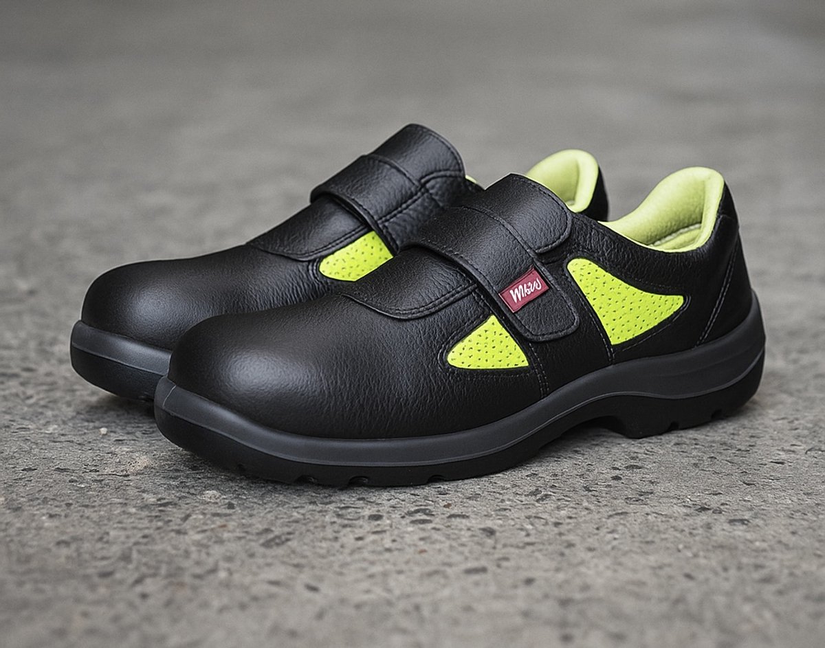 Werkschoenen Miss MTS Angela – Maat 41 – Damesveiligheidsschoenen met klittenband, zwart/geel, metaalvrij S1P