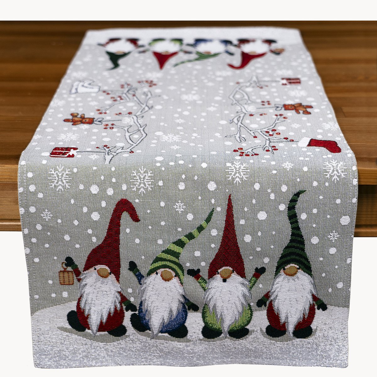 Tafelloper - Gobelinstof - Kerst - Wichtels - kabouter - cadeautjes - Loper 90 cm