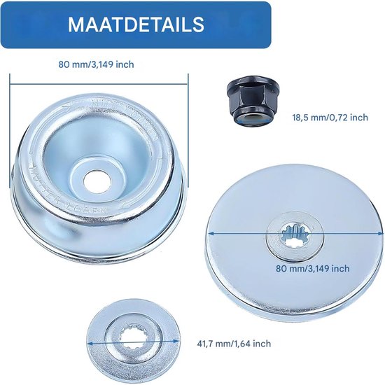 Dussdote Mesplaat + Duwplaat + Ring + Moer 4-in-1 Kit - Reserveonderdelen voor grasmaaiers - Voor STIHL FS55 FS55R FS36 FS44 FS56 FS80 FS90 FS120 FS200 FS250 grasmaaiers van Dussdote — afbeelding 3