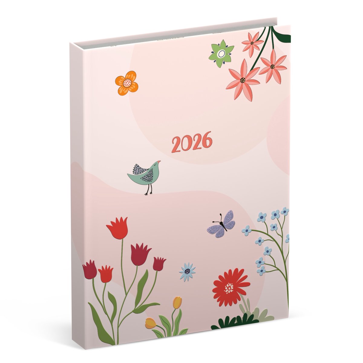 Lannoo Agenda 2026 - Pocket agenda - 90x130mm - 7 dagen op 2 pagina's - collectie & design: FRAGILE - ROZE BLOEMEN