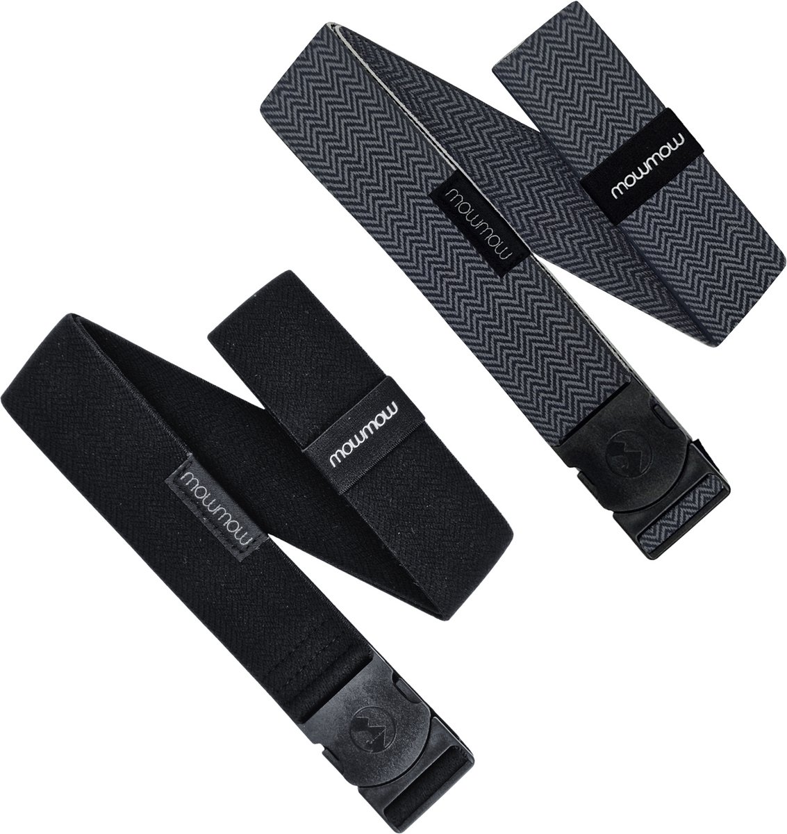 MowMow 2-pack Elastische riem - Stretch - 105 cm - Heren - Dames - Zwart + Meerkleurig