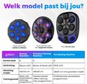 Drie bokstrainingsapparaten: een met 6 blauwe LED-pads, een met paarse/rode LED-pads en een groter model met 8 RGB LED-pads.