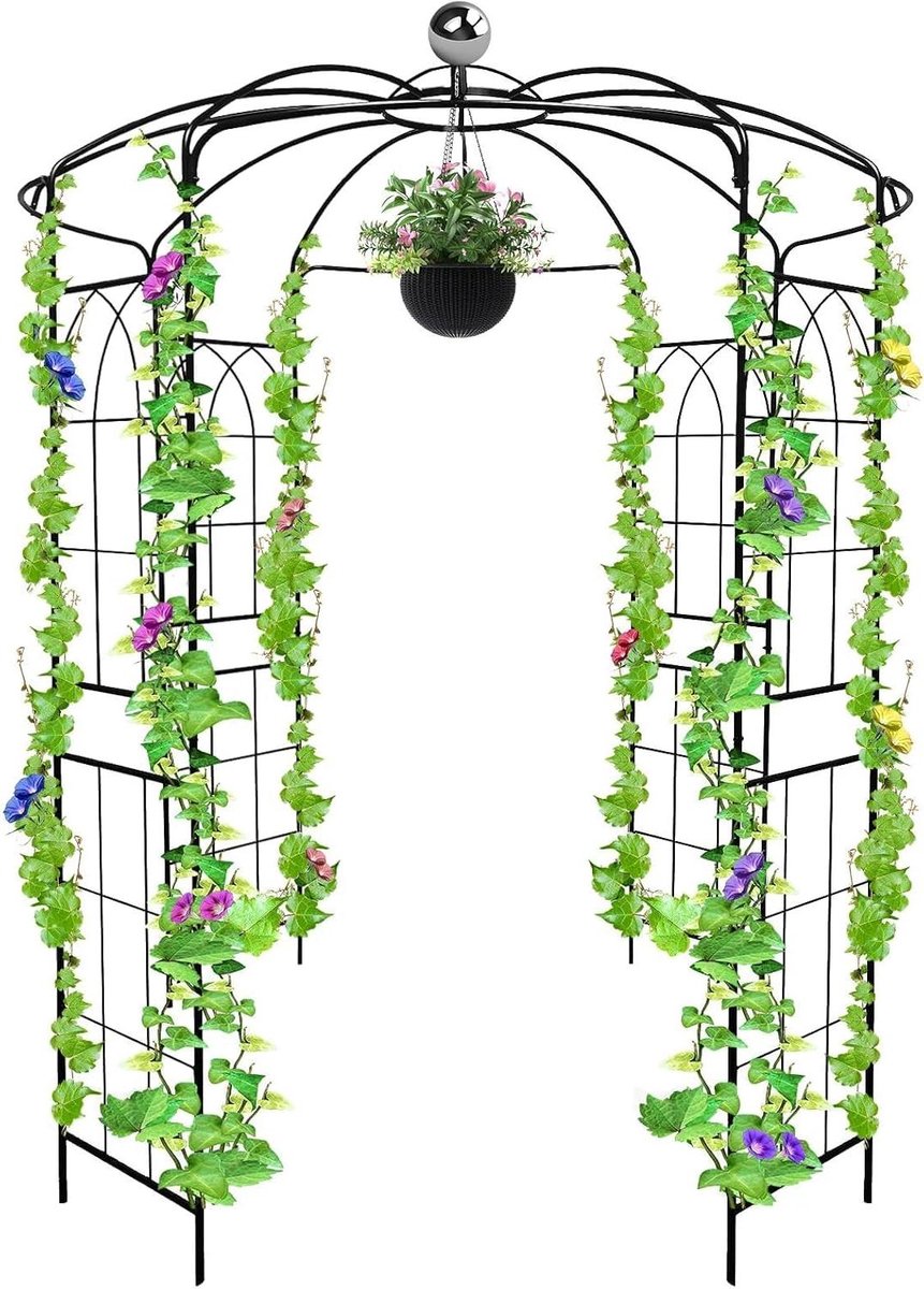 ByShane - Metalen Tuinboog voor Klimplanten - Robuust Tuinprieel voor Bruiloft - Trellis Boog voor Groente en Bloemen - Klimsteun voor Wijnstokken - Decoratieve Boog voor Tuin 29M - Geschikt voor Achtertuin, Kust en Buitenruimte