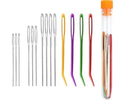 Somstyle Stopnaalden Set - 16 Stuks - Breinaalden - Naalden met Oog - Gebogen Naald - Multicolor