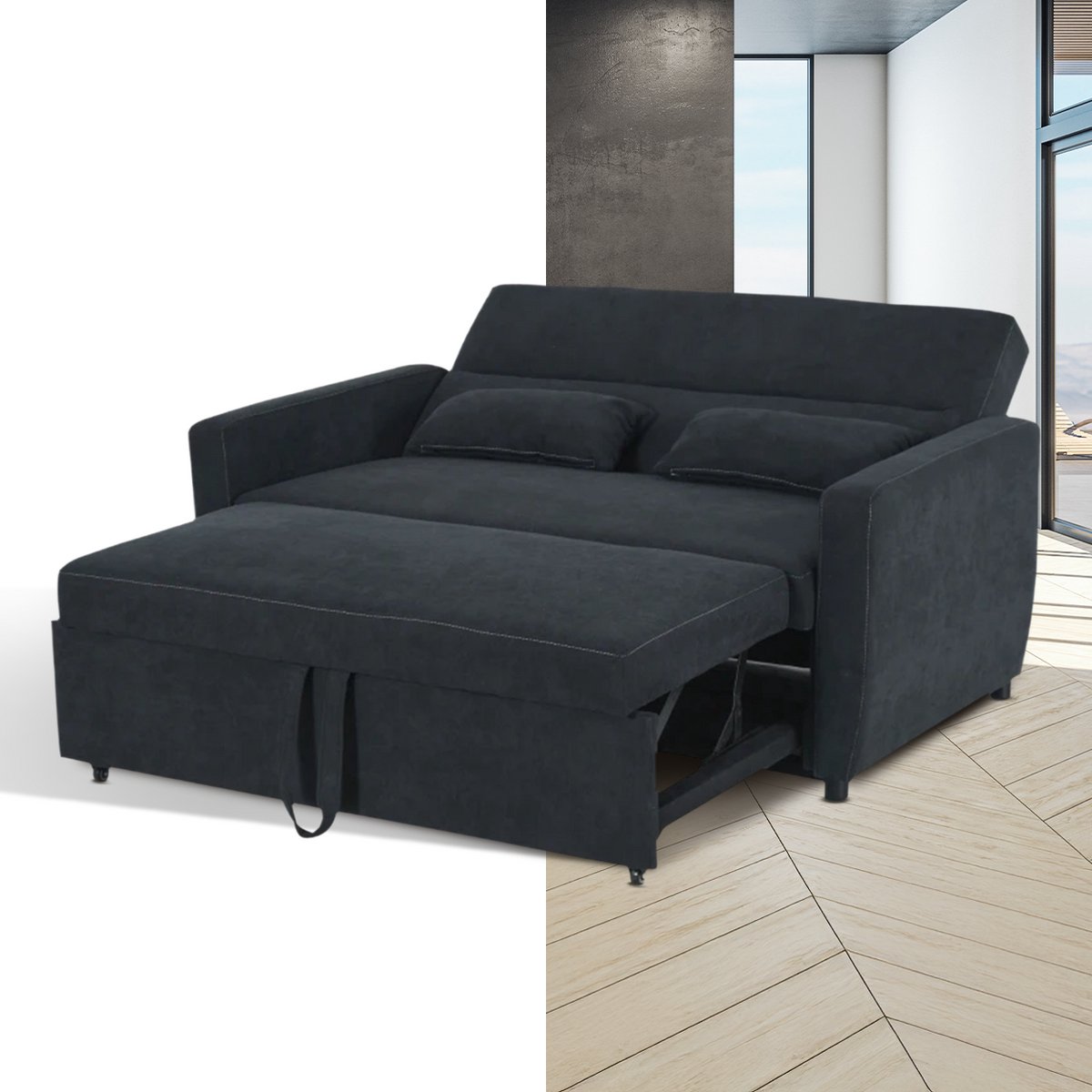 GranMaison Slaapbank - Uitklapbaar - Slaapstoel - Logeerbed - Zetelbed - Slaapfauteuil - Vouwbed - 1 persoons - Zeer comfortabel - Donkergrijs Donkergrijs-3