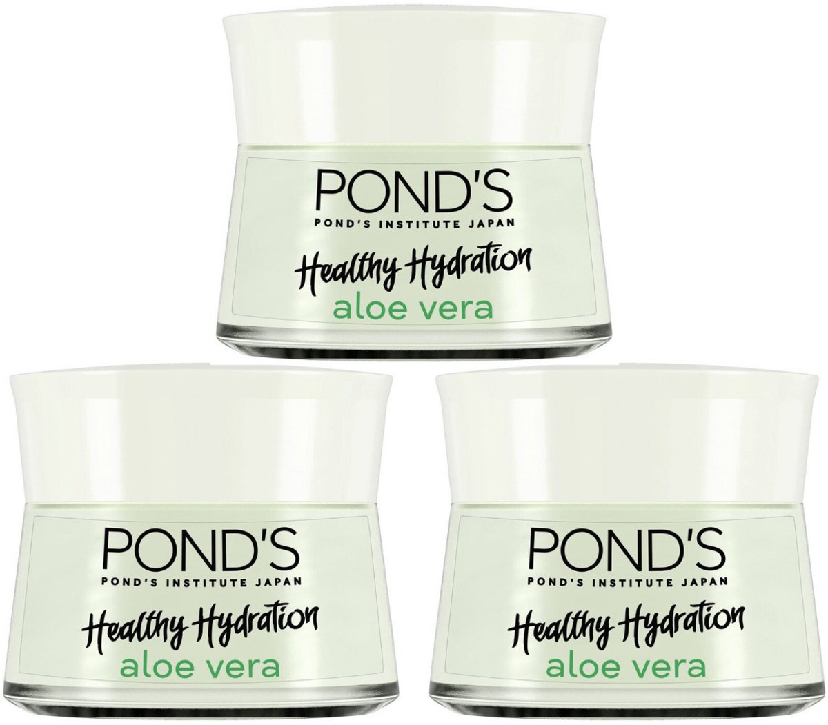 Pond`s Aloe Vera Hydrating Jelly Moisturizer - Olievrije Moisturiser Voor een Frisse Kalmere en Zachte Stralende Huid - Met Vitamine E en Niacinamide - 3 x 50g