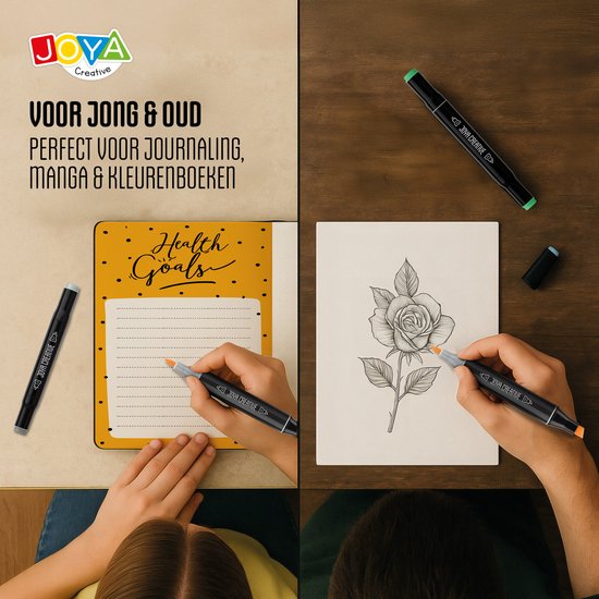 Set de 60 marqueurs de Luxe pour adultes et enfants - Marqueurs à alcool - Livre de coloriage pour Adultes - Surligneurs - Étui de rangement inclus