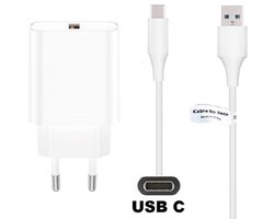 OneOne 18W snellader + 1,8m sterke USB C kabel. Quick Charge lader. Oplader adapter past op Huawei MatePad 11, MatePad 5G, Nova 5i Pro, 5T, 5z, P smart 2021, P20, P20 Pro, P30, P40, Y7a, Y9a