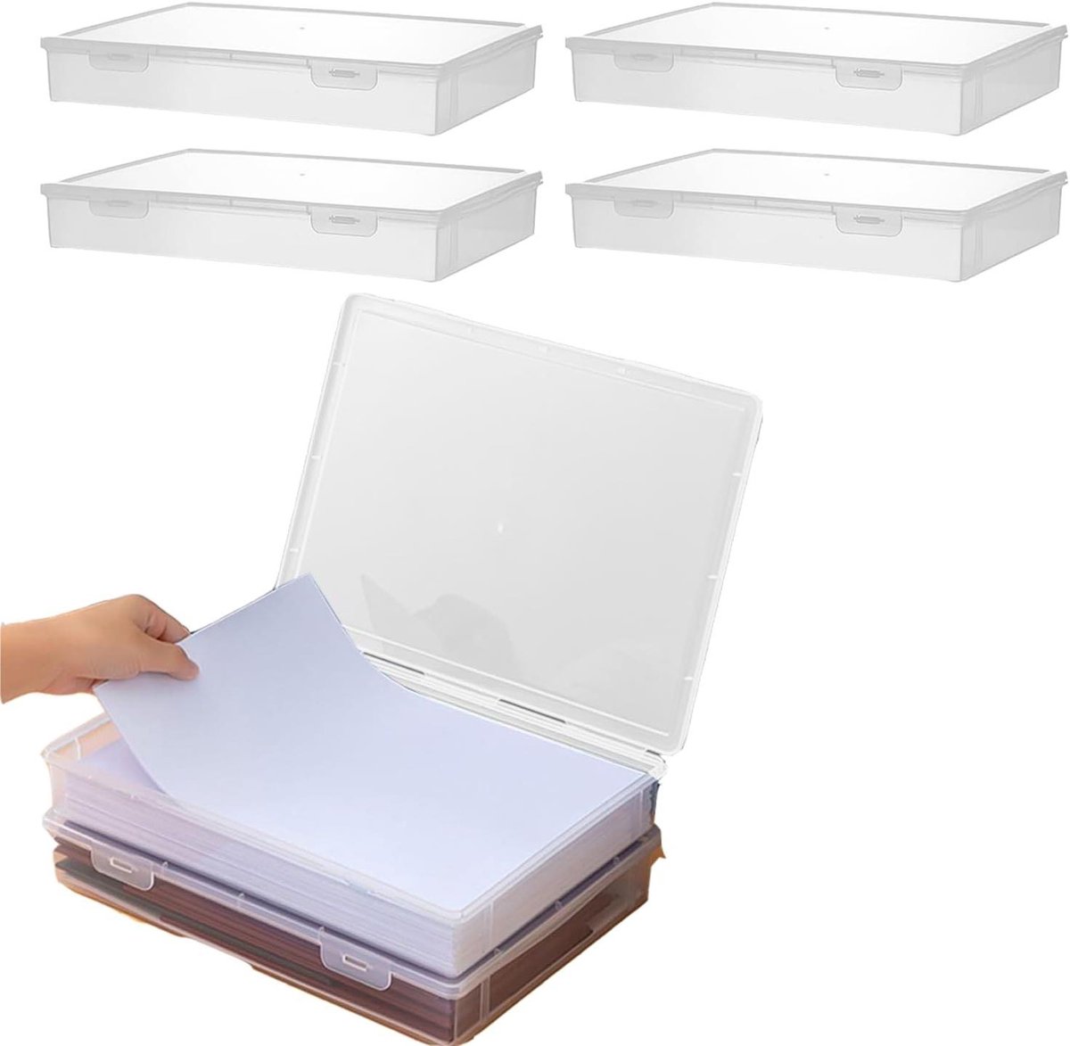 JGS Premium - Transparent A4 Documenten Opbergbox - Waterdicht - Draagbaar - School en Kantoor - Groot Formaat