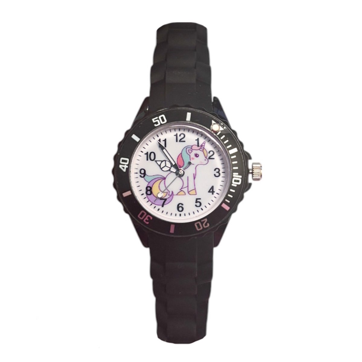 Kinderhorloge - Unicorn Zwart | Siliconen | Ø 35 mm
