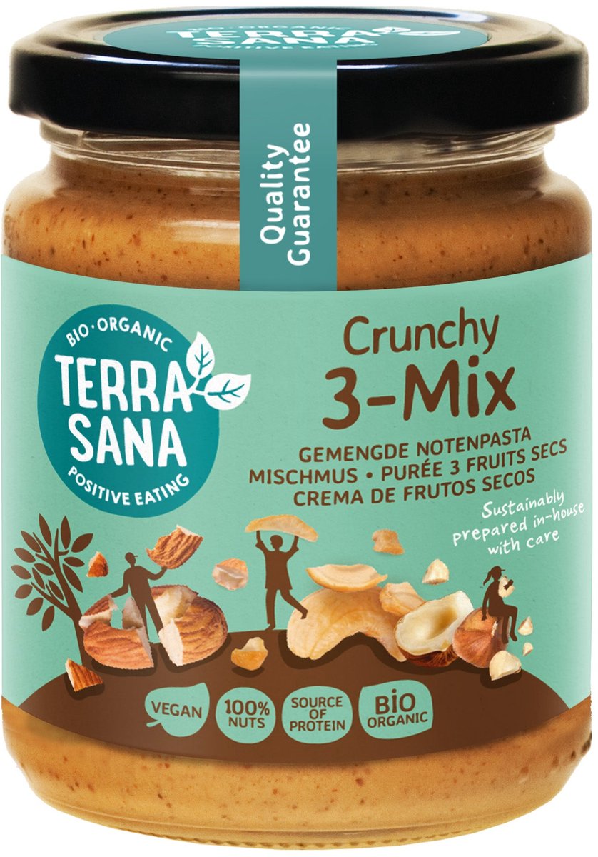 TerraSana 3-Mix crunchy notenpasta bio 250 Gram