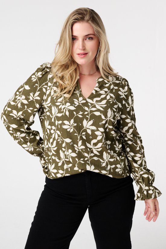 MS Mode Top Top met print en stuctuur
