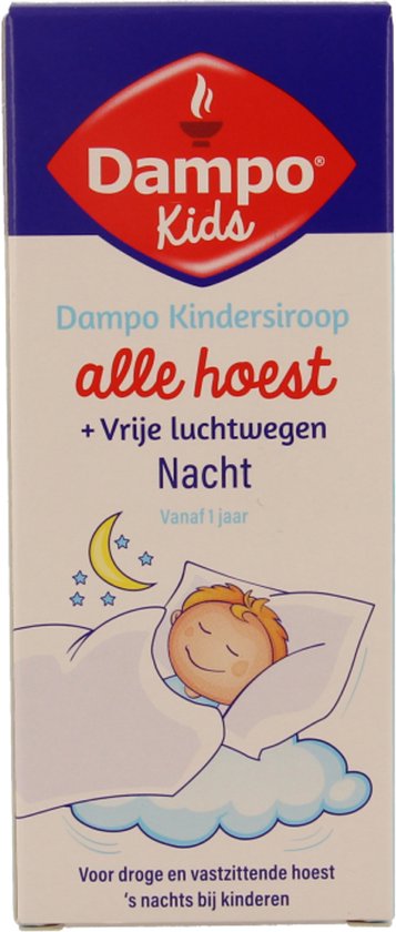 Dampo Kids Nacht Kindersiroop Alle Hoest + Vrije luchtwegen - Voor droge en vastzittende hoest 's nachts bij kinderen - Verlichting en verzachting bij het hoesten - Vanaf 1 jaar - Medisch hulpmiddel - 100 ml