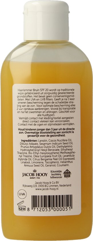 Jacob Hooy Haarlemmerbruin - Haarlemmer bruin - zonnebrand - snelbruiner - SPF 20 150 ml