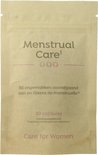 Bruine papieren zak met tekst 'Menstrual Care', '30 capsules', 'Voedingssupplement', 'Preparaat met kruiden en vitaminen' en 'Care for Women'.