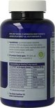Achterkant van een donkerblauwe pot met 90 vega capsules. Met ingrediëntenlijst en samenstelling.