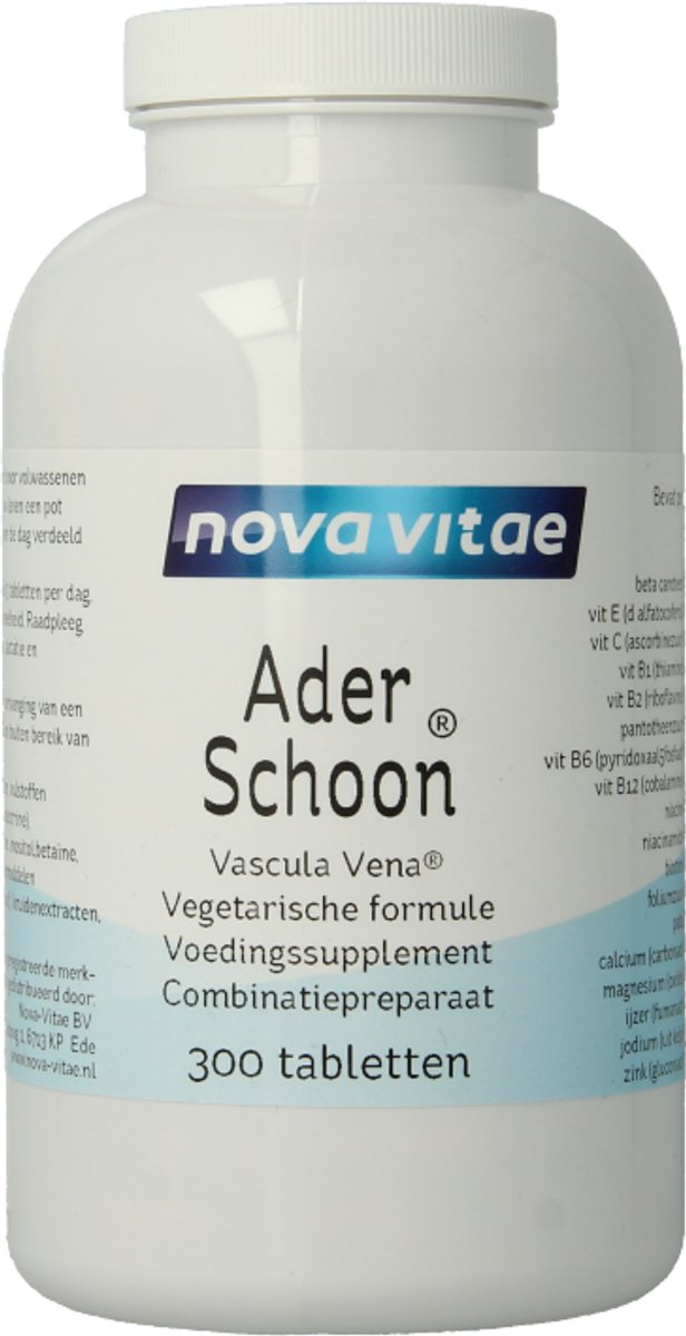 Nova Vitae - Aderschoon - 300 tabletten - ondersteunt bloedvaten en circulatie met vitaminen, mineralen en kruiden.