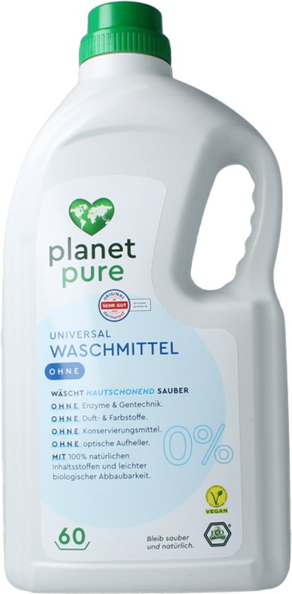 Planet Pure Wasmiddel vloeibaar universeel 0% zero 3 Liter