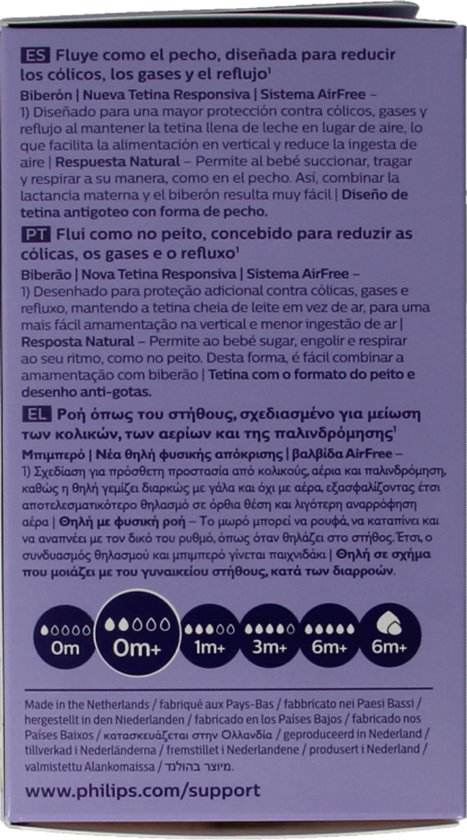 Philips Avent Natural Response Babyfles 125ml – Flow 2 –Antikoliek- 1 fles - Newborn - SCY670/01