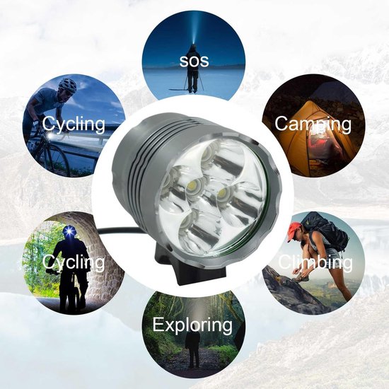 Fietslamp - fietslamp voorlicht - koplamp - fiets voorlicht - 6000 lumen - 5 LED-fietslamp - waterdichte mountainbikekoplamp - Oplaadbare batterij — afbeelding 2