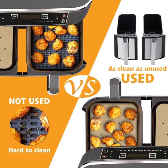 Papier Cuisson Air Fryer - 50 Grands + 50 Petits - Compatible Tefal, Lakeland, Tower - Anti-Adhésif
