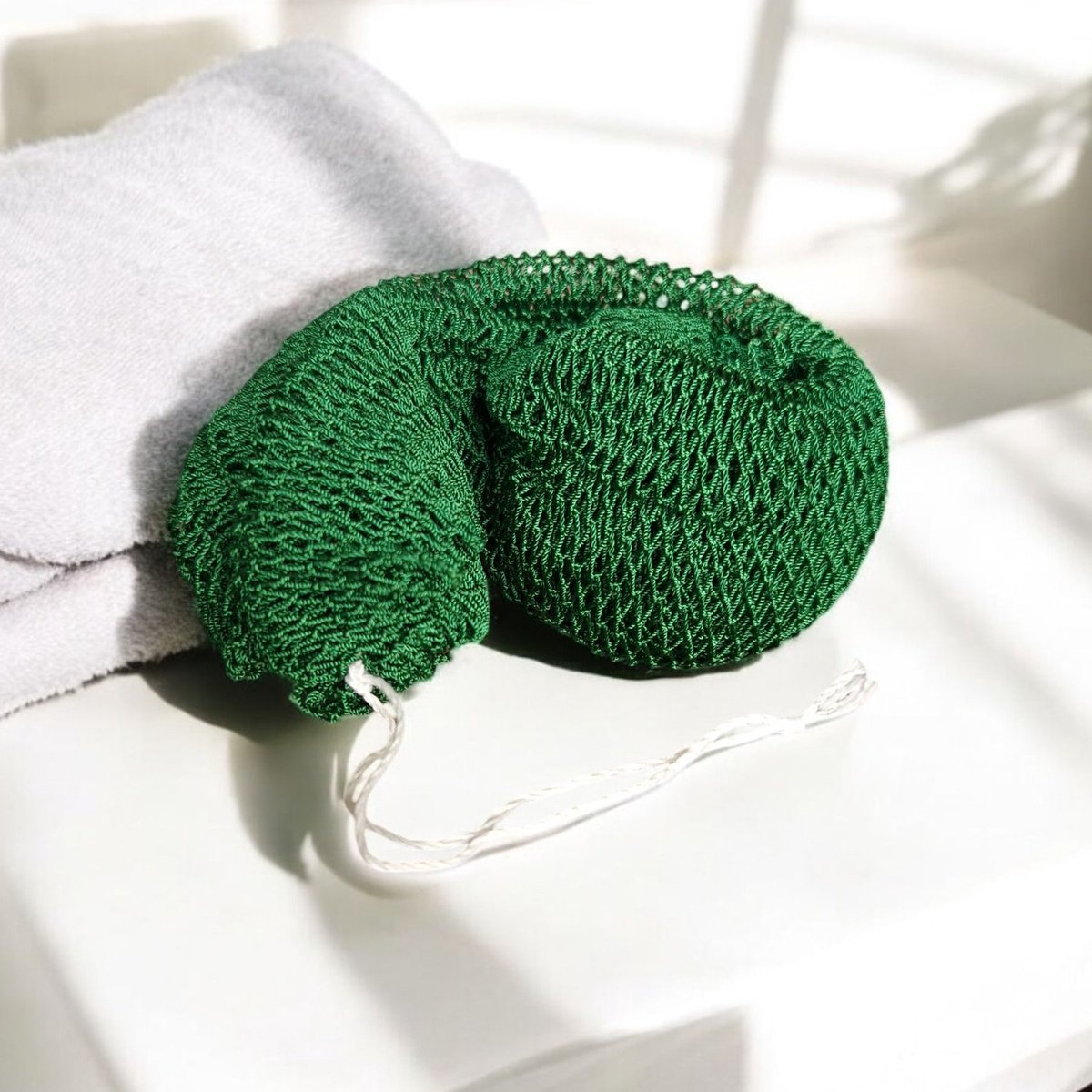 Goedkoopste AfricanFabs® Afrikaanse spons / net sponge - traditionele SAPO spons / Ghanese scrub spons - Groen