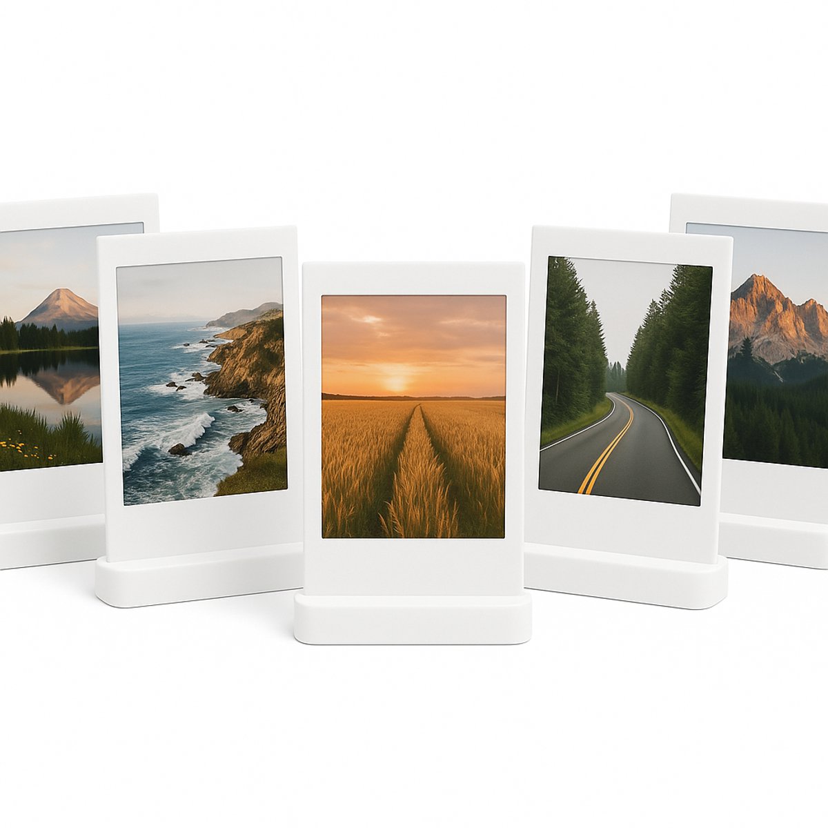 Polaroid Fotohouder Wit – Set van 5 Universele Instax Mini / Square / Wide & Polaroid Foto’s – Fotostandaard – Wit