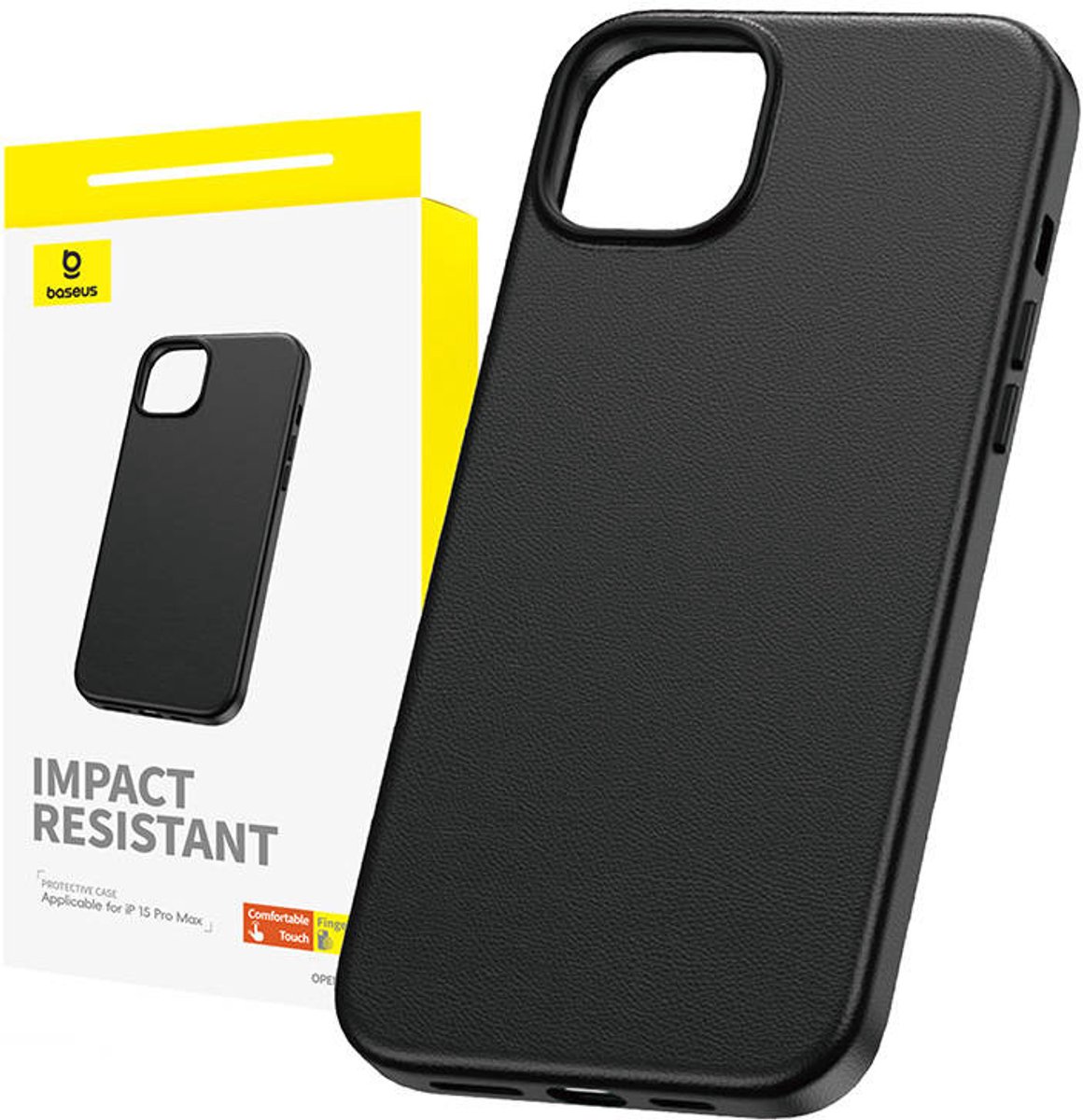 Baseus Hoesje Voor Iphone 15 Pro Max Fauxther Serie Met Scherm- En Camerabescherming