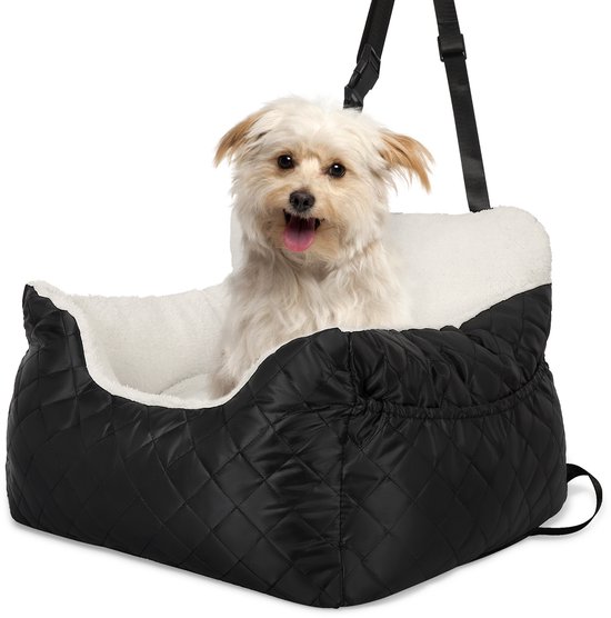Siège auto pour chien - Panier auto pour chien - Siège auto pour chien - Nettoyable - Dessous antidérapant - Zwart et Wit - 47 cm x 47 cm