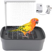 Automatisch vogelbad voor kooivogels - Vogeldouchefontein met waterpomp - Elektrisch papegaaienbad met circulerend water - Huisdierbadspeelgoed - Voor kaketoes, lovebirds, conures en grasparkieten - Grijs