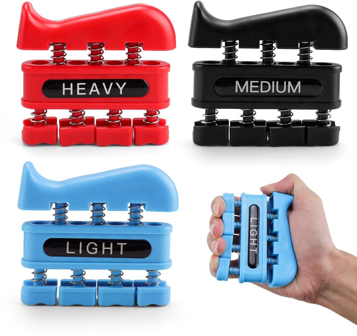 Ibenzoa® Handtrainer Set voor Verbetering van Hand- en Vingerkracht met Variabele Intensiteiten voor Sport en Muziek
