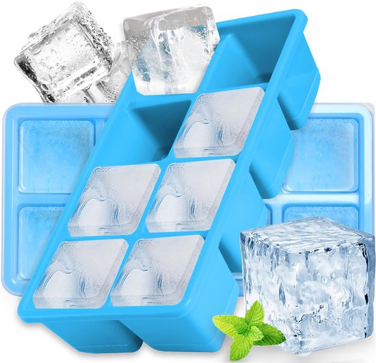 SBSGV Siliconen Ijsblokjesbakjes 3 Pack - Grote Siliconen Ijsblokjesvormen Met Lekvrij Verwijderbaar Deksel Vierkante Ijsblokjeslade En Bpa Vrij Voor Cocktail