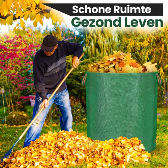 Tuinafvalzak - Tuinset - Opvouwbare afvalzak - Afvalzakken - Opbergbox tuin - Prullenbak - Tuinzak - Wasmand - Bladzakken - Puinzakken - Tuinafval emmer - Waterafstotend - 270L - 2 stuks van Merkloos	 — afbeelding 2