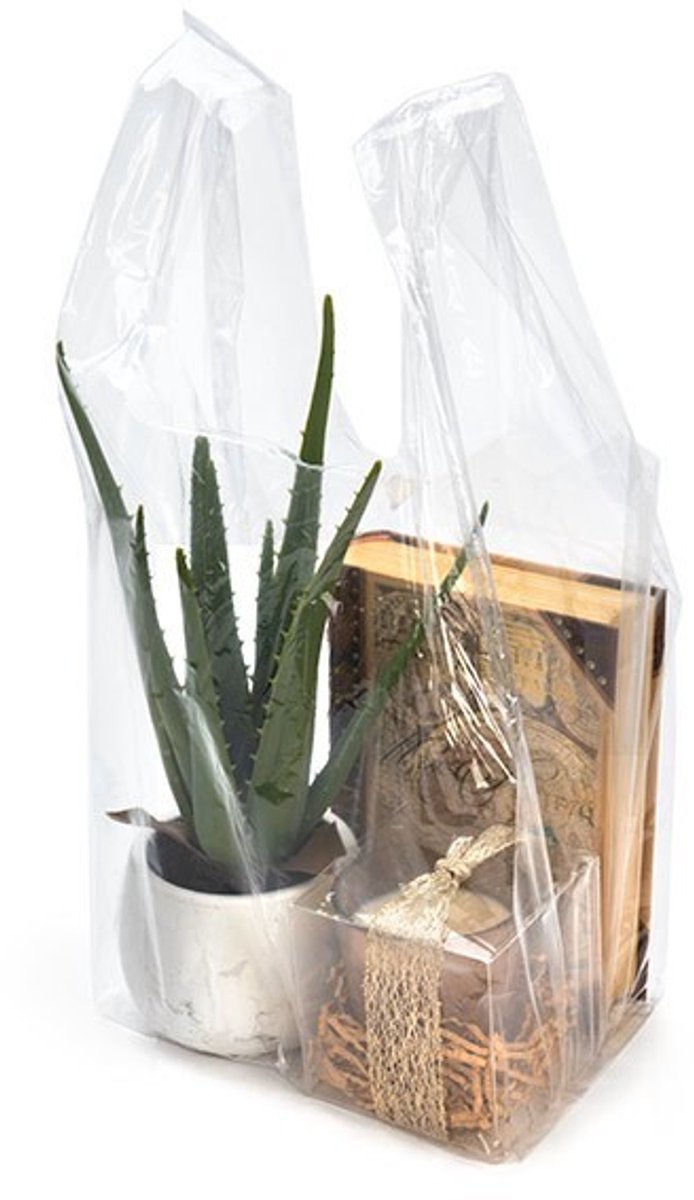 Plastic Draagtas Transparant 25.4x22.9x52.1cm (100 Stuks) [CHB1]