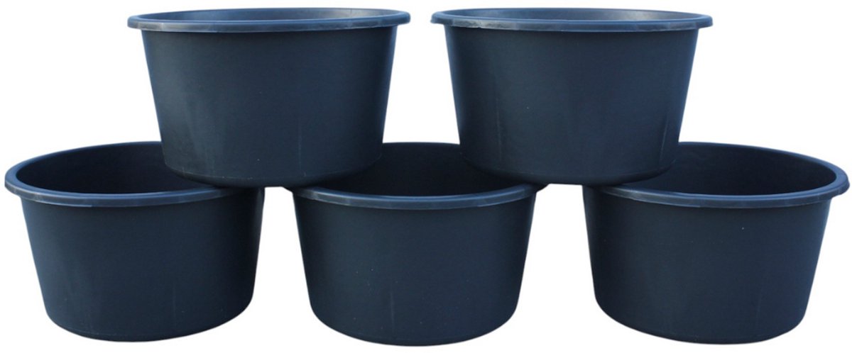 HL Speciekuip – Speciekuipen – Speciebak - Metselkuip – Kuip – Boomkuip – Set van 5 stuks – 40 Liter – Rond – Kunststof – Zwart – Diameter 50 cm – Hoogte 30 cm