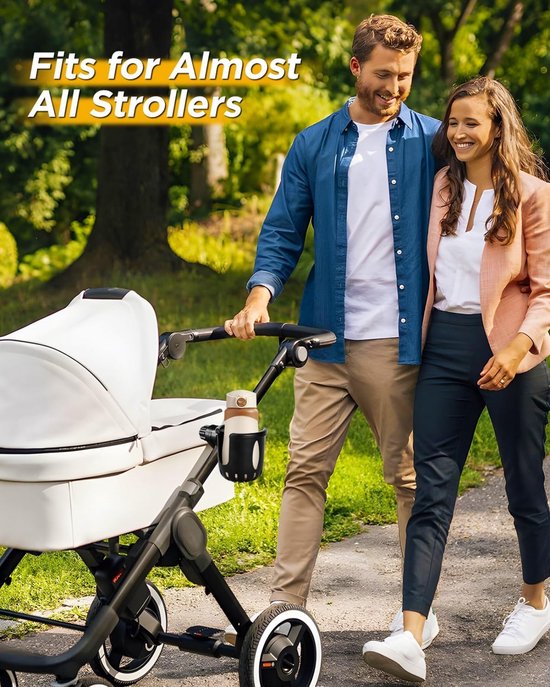 Allecto - Kinderwagen Bekerhouder - Draaibare Flessteun - Groot Kaliber - Zwart - Bidonhouder voor Kinderwagen - Geschikt voor Fiets Rolstoel Walke... — afbeelding 4