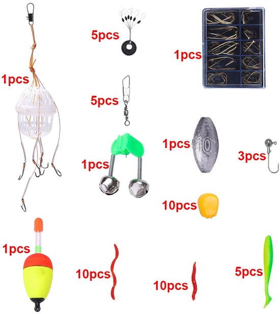 Vishengel Set Voor Beginners - Hengelset - Vishengel+Accessoires - hengel van 1.8 meter inschuifbaar - Complete Hengelset - Vishengel Kinderen - Leuk Voor Op Vakantie - Wit — afbeelding 2